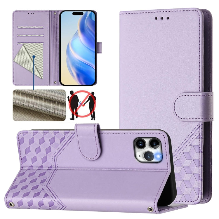 Honeycomb Embossing RFID Leather Phone Case, For iPhone 11 Pro Max, For iPhone 11, For iPhone 11 Pro, For iPhone X / XS, For iPhone XR