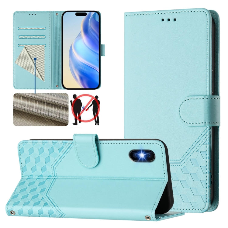 Honeycomb Embossing RFID Leather Phone Case, For iPhone 11 Pro Max, For iPhone 11, For iPhone 11 Pro, For iPhone X / XS, For iPhone XR