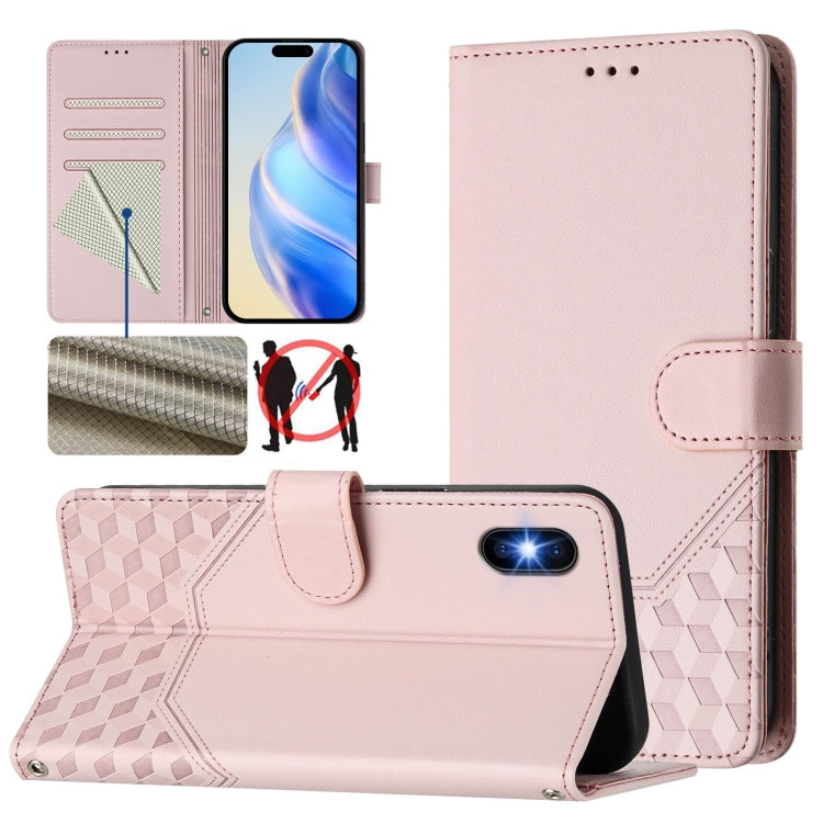 Honeycomb Embossing RFID Leather Phone Case, For iPhone 11 Pro Max, For iPhone 11, For iPhone 11 Pro, For iPhone X / XS, For iPhone XR