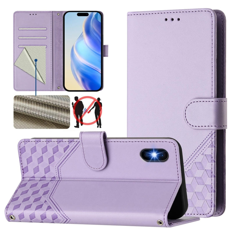 Honeycomb Embossing RFID Leather Phone Case, For iPhone 11 Pro Max, For iPhone 11, For iPhone 11 Pro, For iPhone X / XS, For iPhone XR