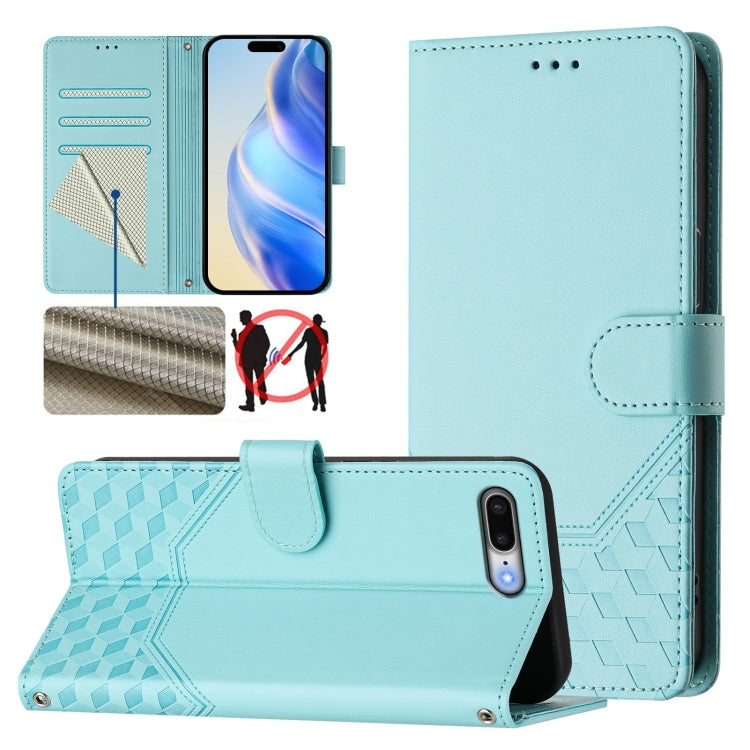 Honeycomb Embossing RFID Leather Phone Case, For iPhone XS Max, For iPhone 8 Plus / 7 Plus