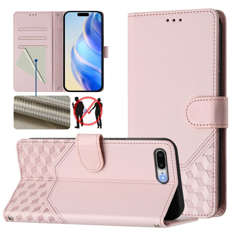 Honeycomb Embossing RFID Leather Phone Case, For iPhone XS Max, For iPhone 8 Plus / 7 Plus