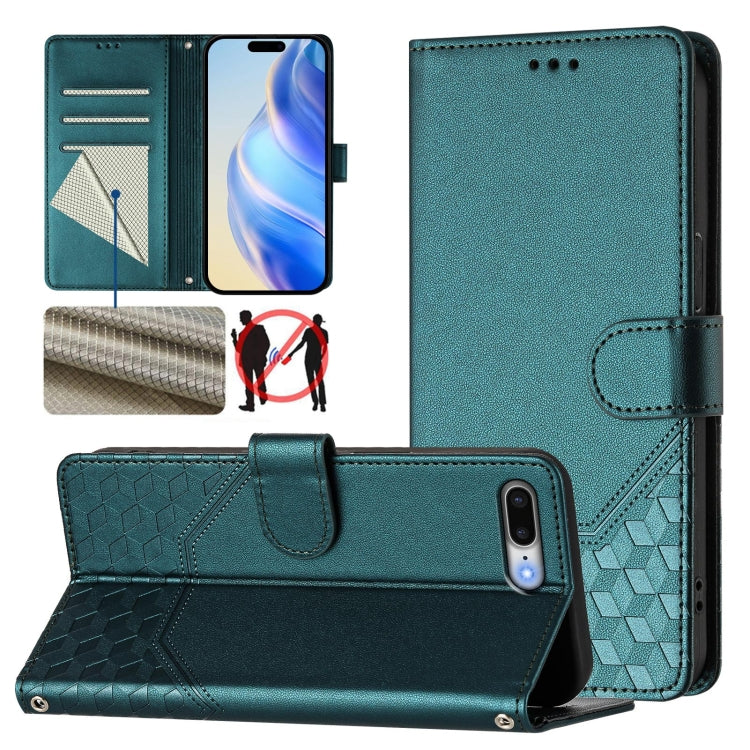 Honeycomb Embossing RFID Leather Phone Case, For iPhone XS Max, For iPhone 8 Plus / 7 Plus