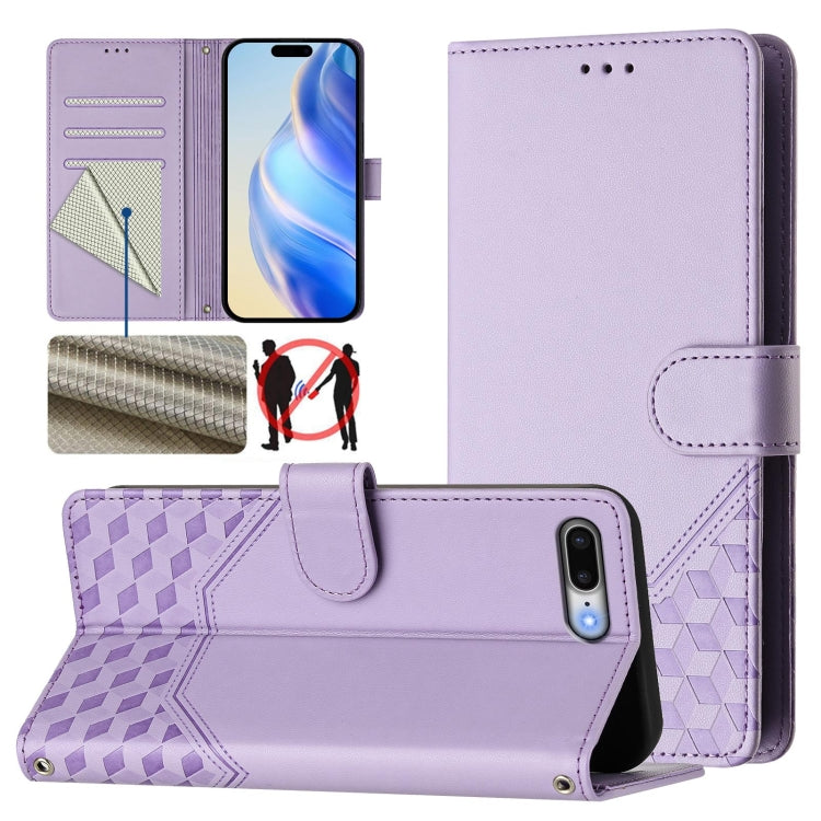 Honeycomb Embossing RFID Leather Phone Case, For iPhone XS Max, For iPhone 8 Plus / 7 Plus