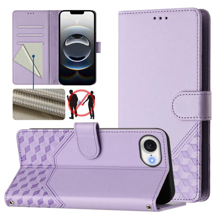 Honeycomb Embossing RFID Leather Phone Case, For iPhone 16e, For iPhone 16 Pro Max, For iPhone 16 Pro, For iPhone 16 Plus, For iPhone 16