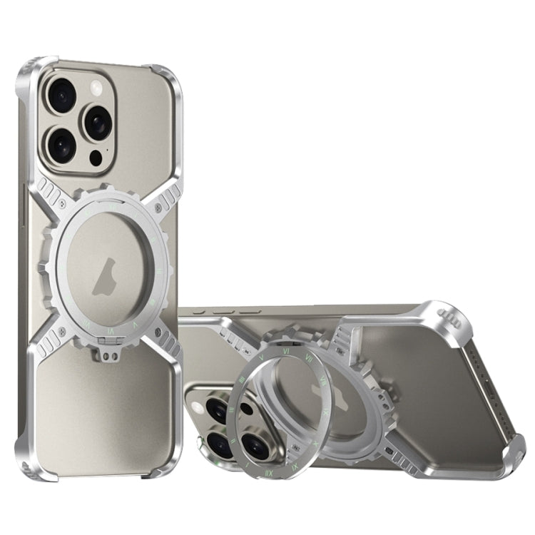 Mechanical Gear MagSafe Holder Borderless Metal Phone Case, For iPhone 16 Pro Max, For iPhone 16 Pro, For iPhone 16 Plus / 15 Pro Max, For iPhone 16, For iPhone 15 / 14 / 13 Pro Max, For iPhone 15 Pro / 14 Pro / 13 Pro, For iPhone 15 / 14 / 13