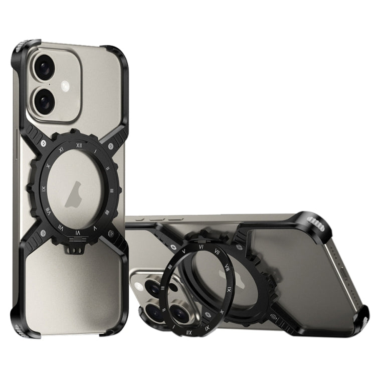 Mechanical Gear MagSafe Holder Borderless Metal Phone Case, For iPhone 16 Pro Max, For iPhone 16 Pro, For iPhone 16 Plus / 15 Pro Max, For iPhone 16, For iPhone 15 / 14 / 13 Pro Max, For iPhone 15 Pro / 14 Pro / 13 Pro, For iPhone 15 / 14 / 13