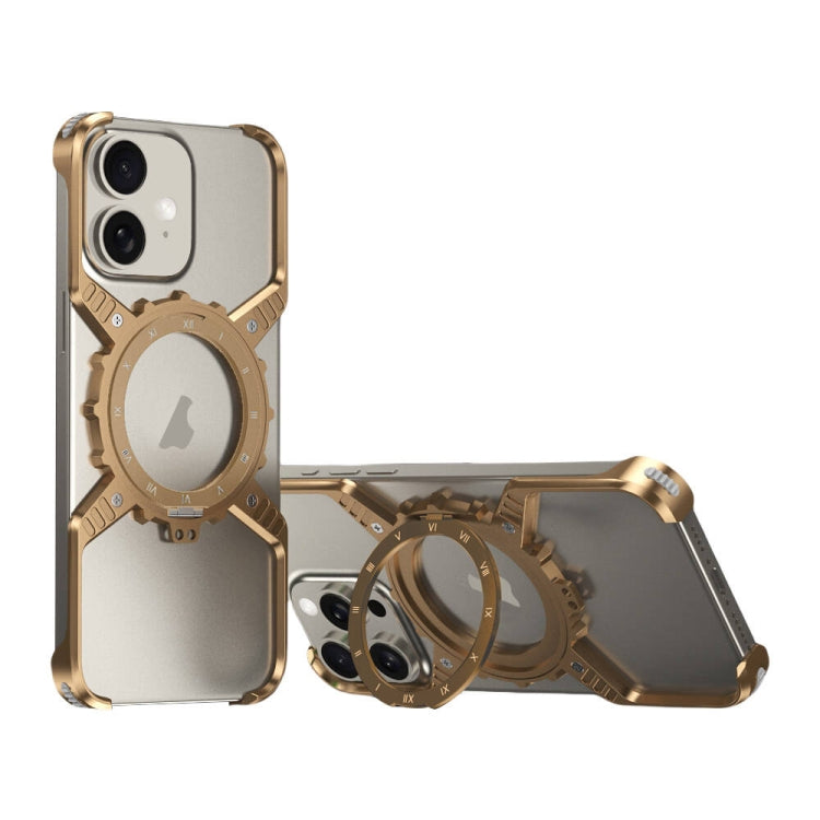 Mechanical Gear MagSafe Holder Borderless Metal Phone Case, For iPhone 16 Pro Max, For iPhone 16 Pro, For iPhone 16 Plus / 15 Pro Max, For iPhone 16, For iPhone 15 / 14 / 13 Pro Max, For iPhone 15 Pro / 14 Pro / 13 Pro, For iPhone 15 / 14 / 13