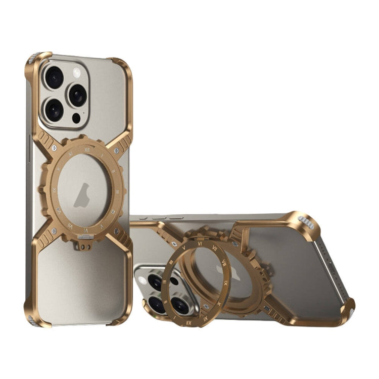 Mechanical Gear MagSafe Holder Borderless Metal Phone Case, For iPhone 16 Pro Max, For iPhone 16 Pro, For iPhone 16 Plus / 15 Pro Max, For iPhone 16, For iPhone 15 / 14 / 13 Pro Max, For iPhone 15 Pro / 14 Pro / 13 Pro, For iPhone 15 / 14 / 13