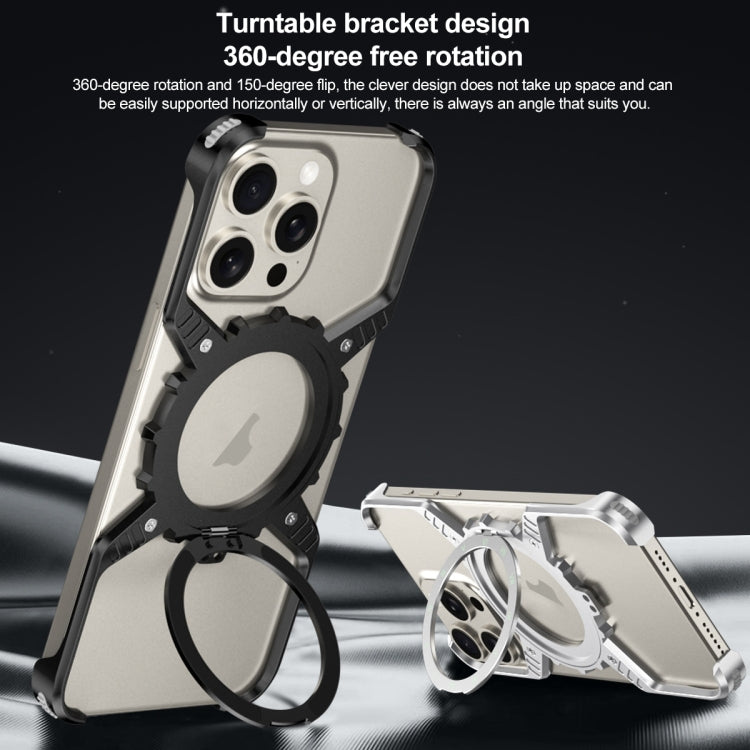 Mechanical Gear MagSafe Holder Borderless Metal Phone Case, For iPhone 16 Pro Max, For iPhone 16 Pro, For iPhone 16 Plus / 15 Pro Max, For iPhone 16, For iPhone 15 / 14 / 13 Pro Max, For iPhone 15 Pro / 14 Pro / 13 Pro, For iPhone 15 / 14 / 13