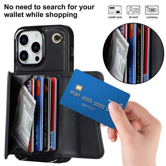 RFID Card Slot Phone Case with Long Lanyard, For iPhone 16 Pro Max, For iPhone 16 Pro, For iPhone 16 Plus, For iPhone 16