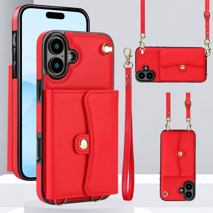 RFID Card Slot Phone Case with Long Lanyard, For iPhone 16 Pro Max, For iPhone 16 Pro, For iPhone 16 Plus, For iPhone 16