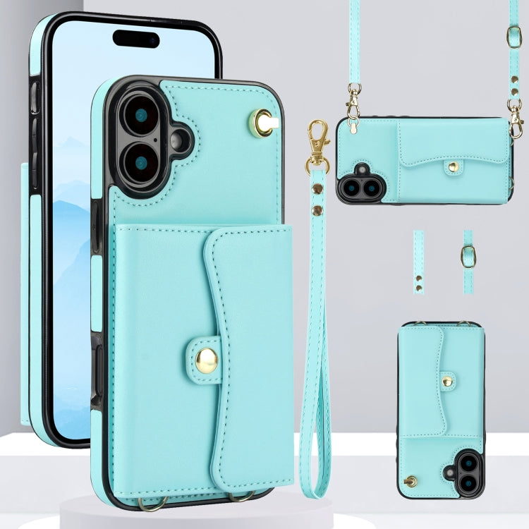 RFID Card Slot Phone Case with Long Lanyard, For iPhone 16 Pro Max, For iPhone 16 Pro, For iPhone 16 Plus, For iPhone 16