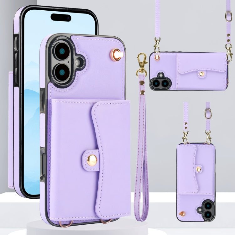 RFID Card Slot Phone Case with Long Lanyard, For iPhone 16 Pro Max, For iPhone 16 Pro, For iPhone 16 Plus, For iPhone 16