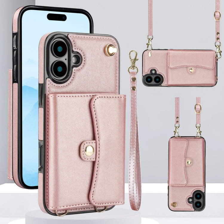 RFID Card Slot Phone Case with Long Lanyard, For iPhone 16 Pro Max, For iPhone 16 Pro, For iPhone 16 Plus, For iPhone 16