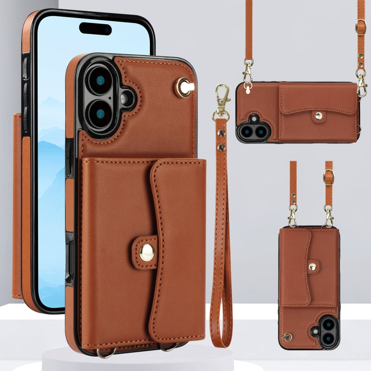 RFID Card Slot Phone Case with Long Lanyard, For iPhone 16 Pro Max, For iPhone 16 Pro, For iPhone 16 Plus, For iPhone 16