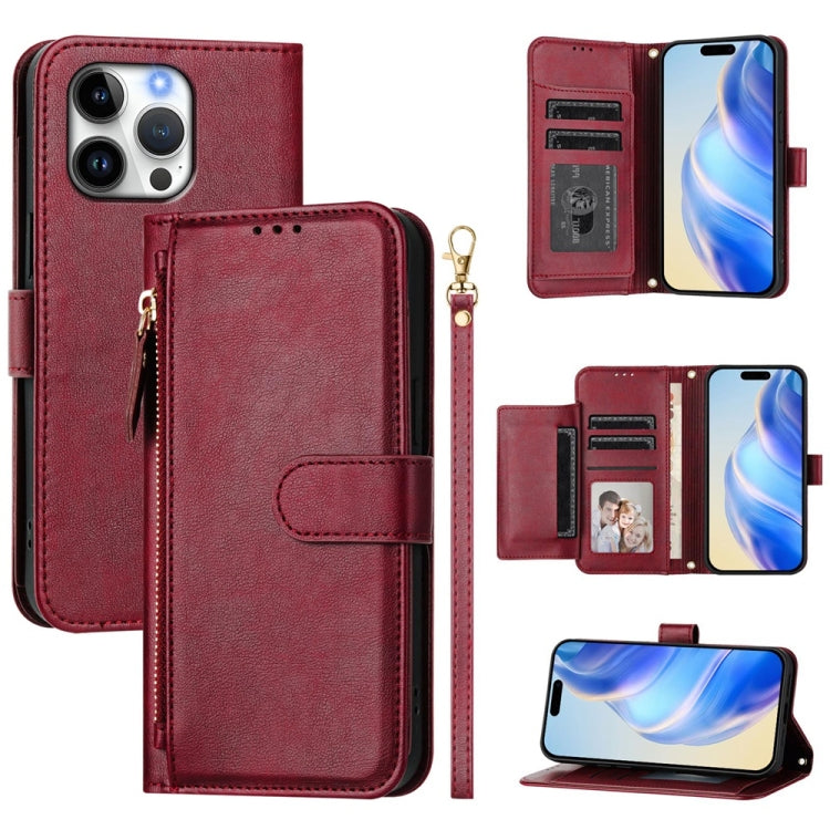 Multi-Card Slots Zipper Wallet Leather Phone Case, iPhone 16e, For iPhone 16 Pro Max, For iPhone 16 Pro, For iPhone 16 Plus, For iPhone 16