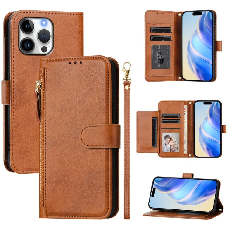 Multi-Card Slots Zipper Wallet Leather Phone Case, iPhone 16e, For iPhone 16 Pro Max, For iPhone 16 Pro, For iPhone 16 Plus, For iPhone 16