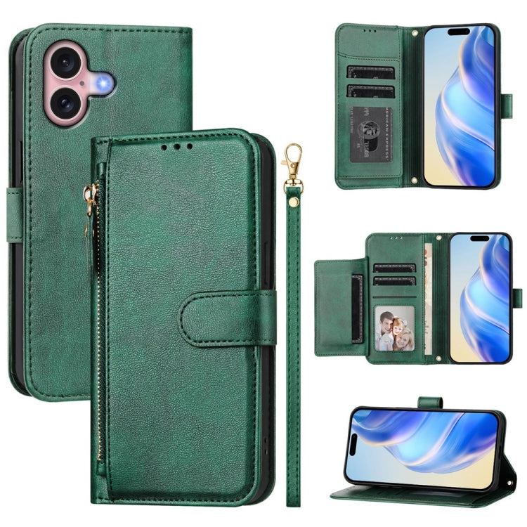 Multi-Card Slots Zipper Wallet Leather Phone Case, iPhone 16e, For iPhone 16 Pro Max, For iPhone 16 Pro, For iPhone 16 Plus, For iPhone 16