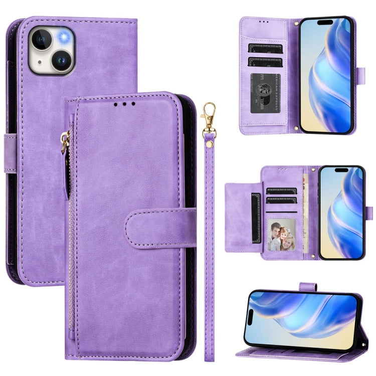 Multi-Card Slots Zipper Wallet Leather Phone Case, For iPhone 15 Pro Max, For iPhone 15 Pro, For iPhone 15 Plus, For iPhone 15, For iPhone 14 Plus