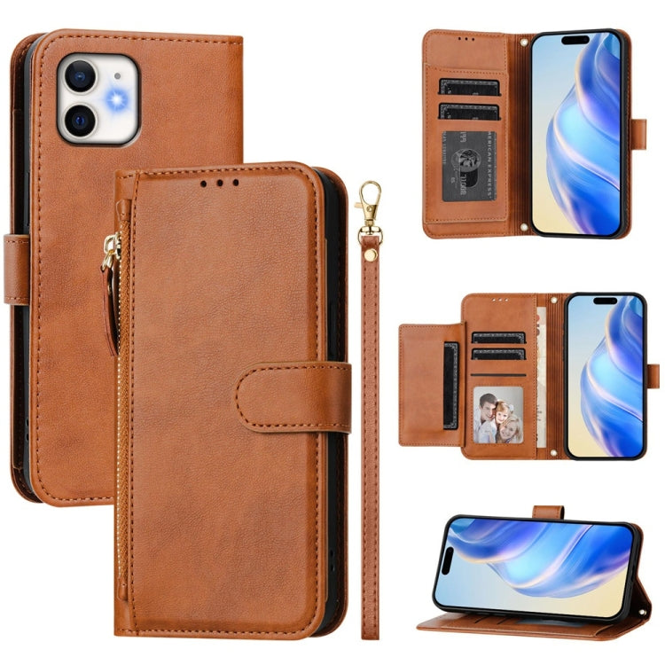 Multi-Card Slots Zipper Wallet Leather Phone Case, For iPhone 13 Pro, For iPhone 13 mini, For iPhone 12 / 12 Pro, For iPhone 12 Pro Max, For iPhone 12 mini