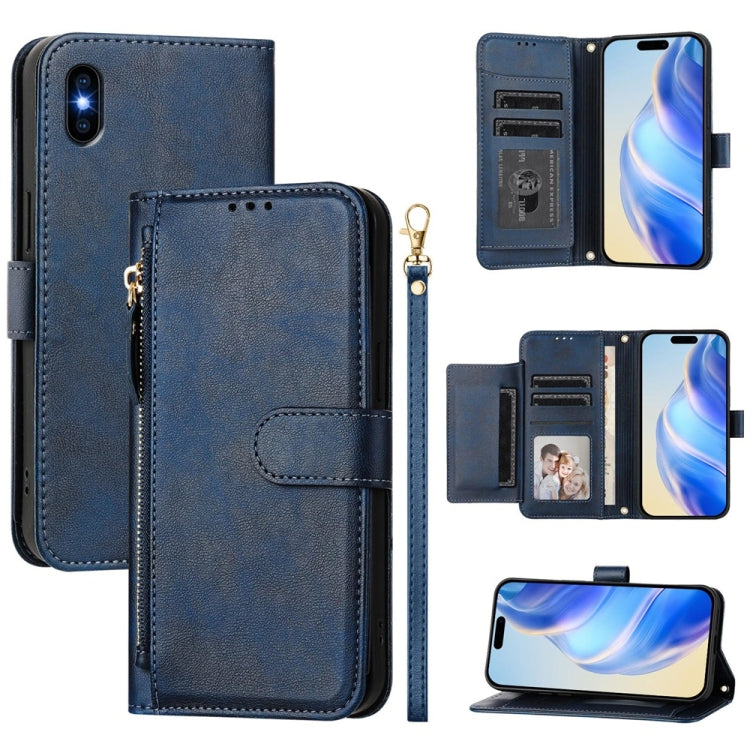 Multi-Card Slots Zipper Wallet Leather Phone Case, For iPhone XS Max, For iPhone 8 Plus / 7 Plus