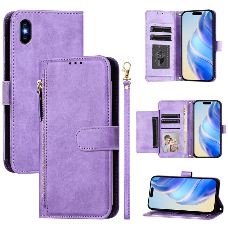 Multi-Card Slots Zipper Wallet Leather Phone Case, For iPhone XS Max, For iPhone 8 Plus / 7 Plus