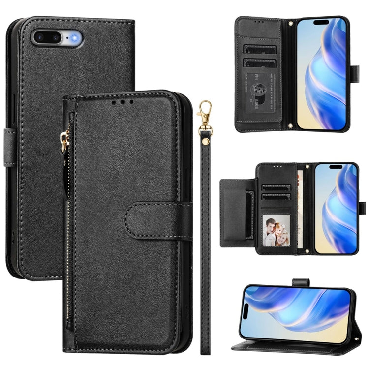 Multi-Card Slots Zipper Wallet Leather Phone Case, For iPhone XS Max, For iPhone 8 Plus / 7 Plus