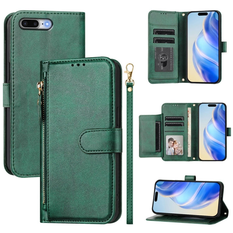 Multi-Card Slots Zipper Wallet Leather Phone Case, For iPhone XS Max, For iPhone 8 Plus / 7 Plus