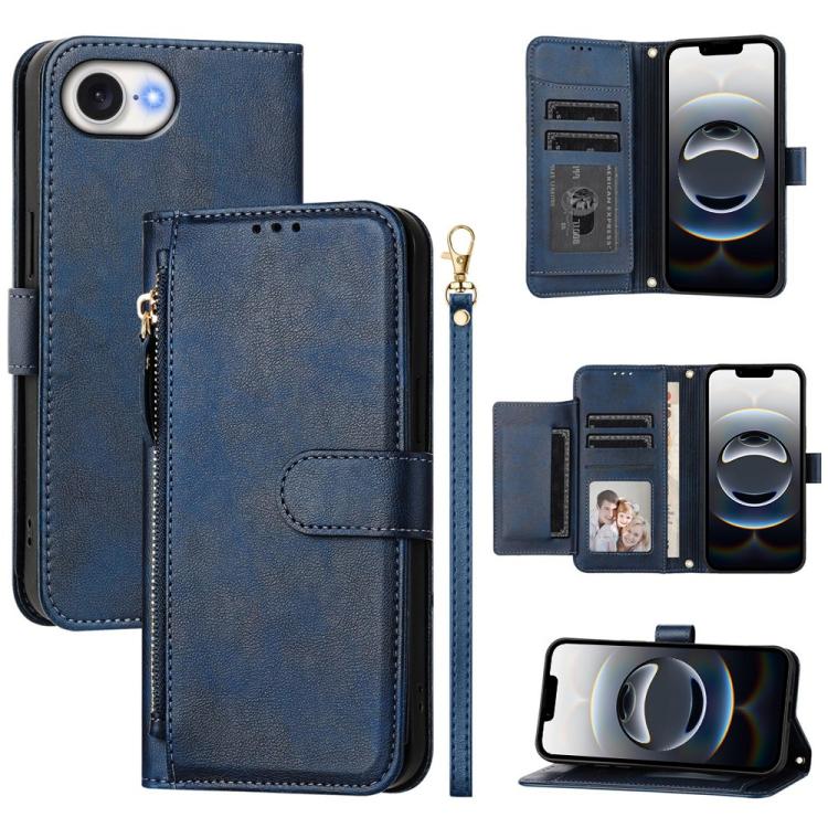 Multi-Card Slots Zipper Wallet Leather Phone Case, iPhone 16e, For iPhone 16 Pro Max, For iPhone 16 Pro, For iPhone 16 Plus, For iPhone 16