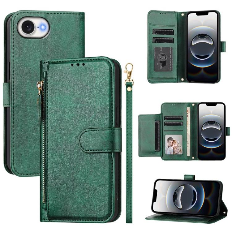 Multi-Card Slots Zipper Wallet Leather Phone Case, iPhone 16e, For iPhone 16 Pro Max, For iPhone 16 Pro, For iPhone 16 Plus, For iPhone 16