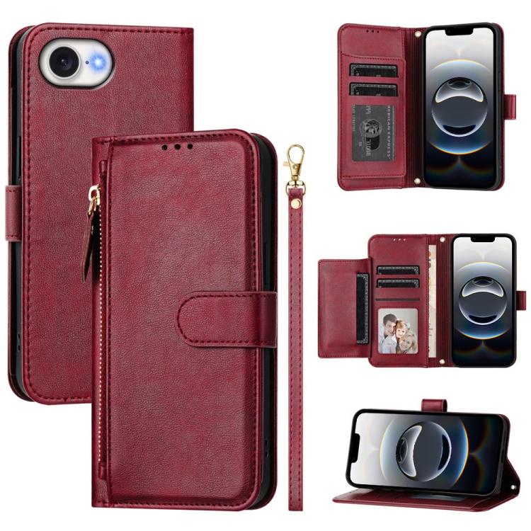 Multi-Card Slots Zipper Wallet Leather Phone Case, iPhone 16e, For iPhone 16 Pro Max, For iPhone 16 Pro, For iPhone 16 Plus, For iPhone 16