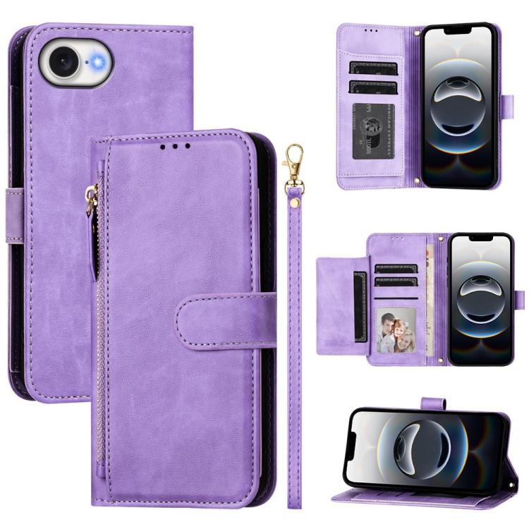 Multi-Card Slots Zipper Wallet Leather Phone Case, iPhone 16e, For iPhone 16 Pro Max, For iPhone 16 Pro, For iPhone 16 Plus, For iPhone 16