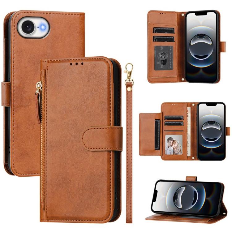 Multi-Card Slots Zipper Wallet Leather Phone Case, iPhone 16e, For iPhone 16 Pro Max, For iPhone 16 Pro, For iPhone 16 Plus, For iPhone 16