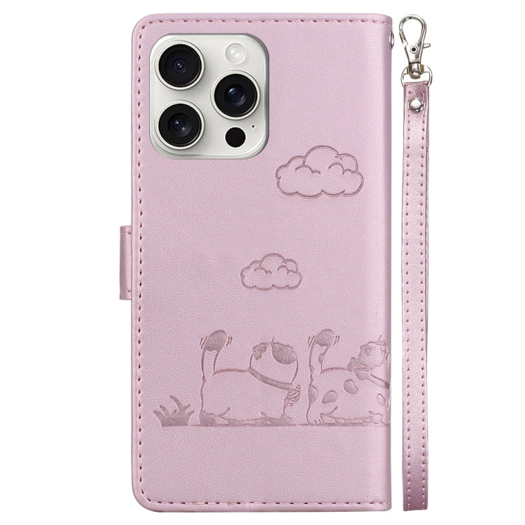 Cute Cats RFID Leather Phone Case, For iPhone 16 Pro Max, For iPhone 16 Pro, For iPhone 16 Plus, For iPhone 16, iPhone 16e