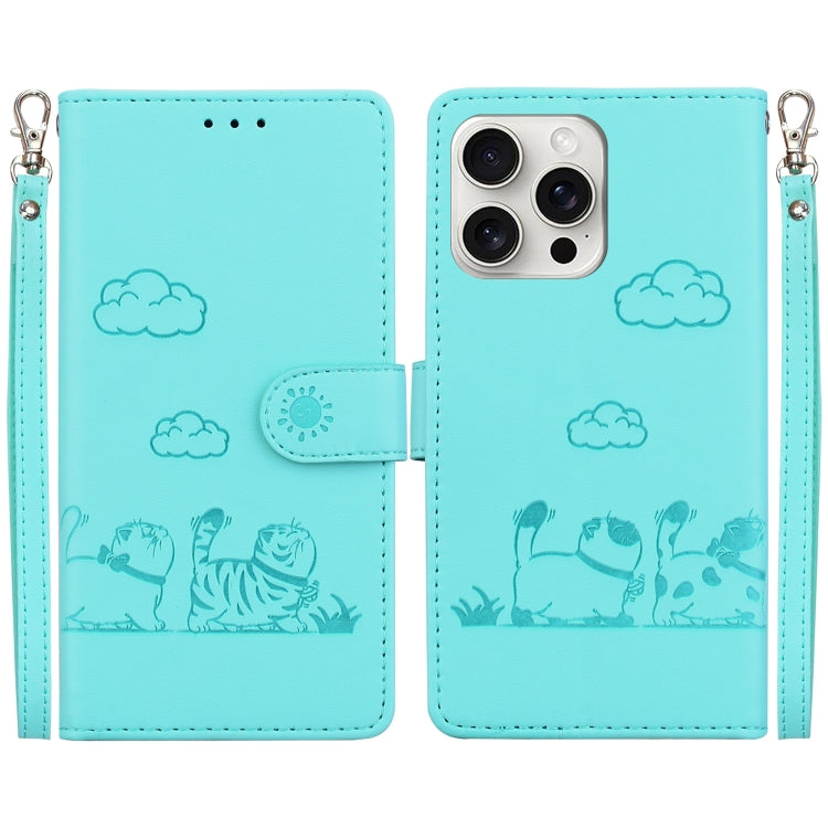 Cute Cats RFID Leather Phone Case, For iPhone 16 Pro Max, For iPhone 16 Pro, For iPhone 16 Plus, For iPhone 16, iPhone 16e