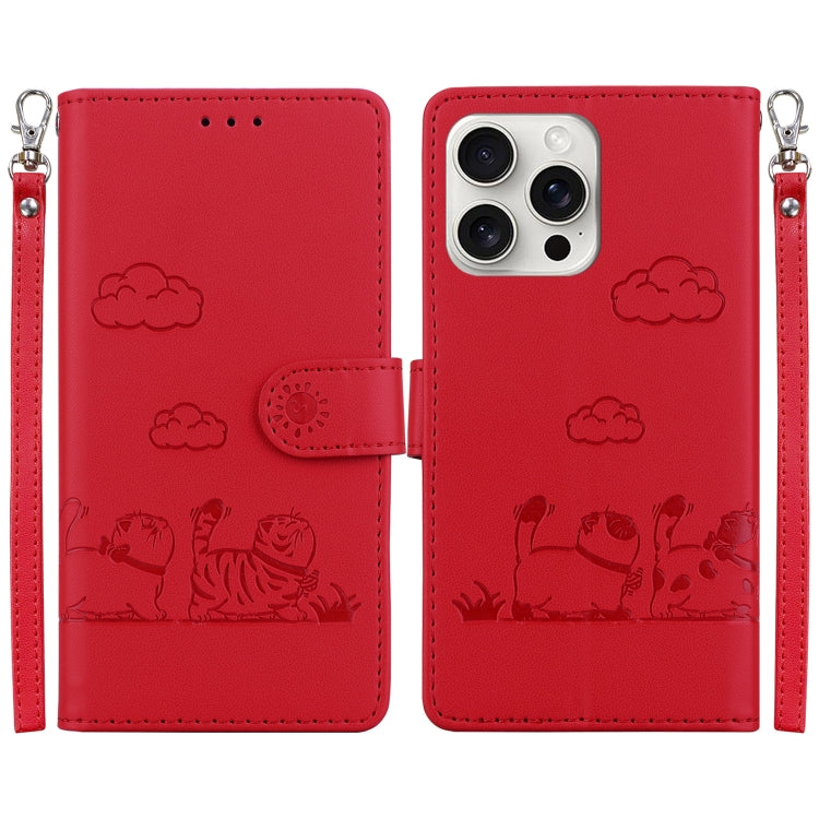 Cute Cats RFID Leather Phone Case, For iPhone 16 Pro Max, For iPhone 16 Pro, For iPhone 16 Plus, For iPhone 16, iPhone 16e