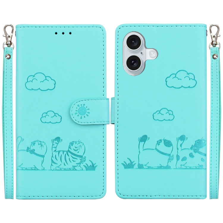 Cute Cats RFID Leather Phone Case, For iPhone 16 Pro Max, For iPhone 16 Pro, For iPhone 16 Plus, For iPhone 16, iPhone 16e