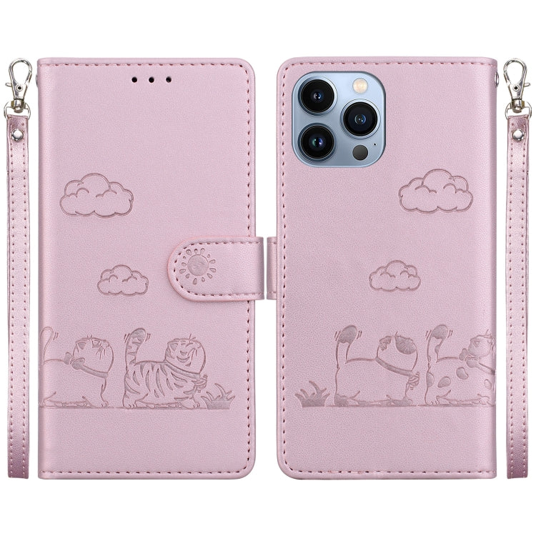 Cute Cats RFID Leather Phone Case, For iPhone 14, For iPhone 14 Pro, For iPhone 14 Pro Max, For iPhone 7 / 8 / SE 2022, For iPhone 13 Pro Max