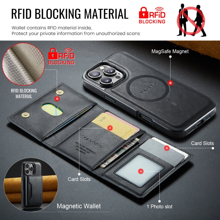 DG.MING MAGKING-K2 Series MagSafe RFID Card Bag Detachable Phone Case, For iPhone 16 Pro Max, For iPhone 16 Pro, For iPhone 16 Plus, For iPhone 16, For iPhone 15 Pro Max, For iPhone 14 Plus