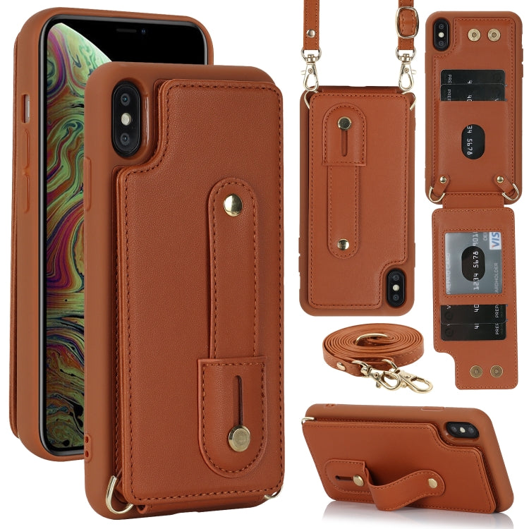 Wristband Vertical Flip Wallet Back Cover Phone Case with Long Lanyard, For iPhone 15, For iPhone SE 2022 / 2020 / 8, For iPhone XS Max, For iPhone 8 Plus / 7 Plus