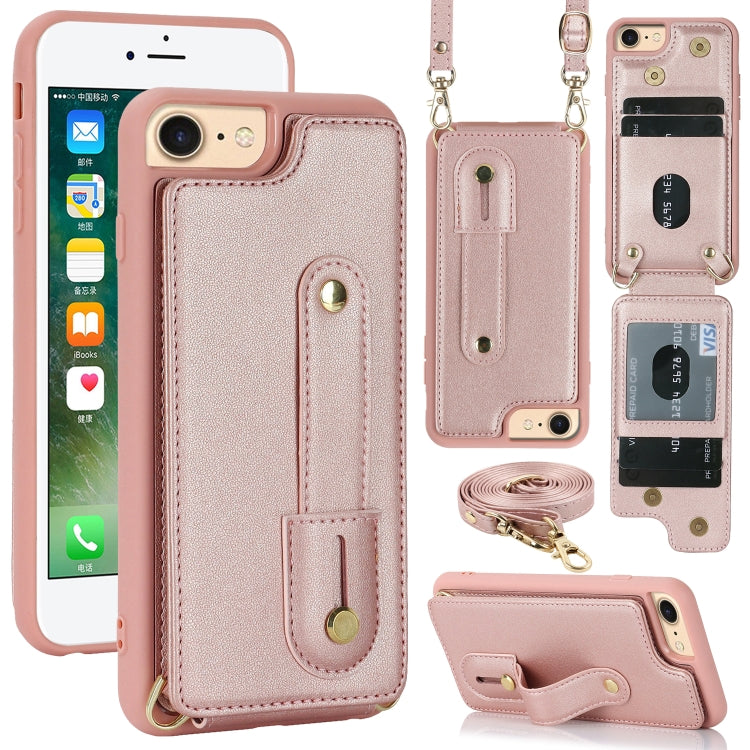 Wristband Vertical Flip Wallet Back Cover Phone Case with Long Lanyard, For iPhone 15, For iPhone SE 2022 / 2020 / 8, For iPhone XS Max, For iPhone 8 Plus / 7 Plus