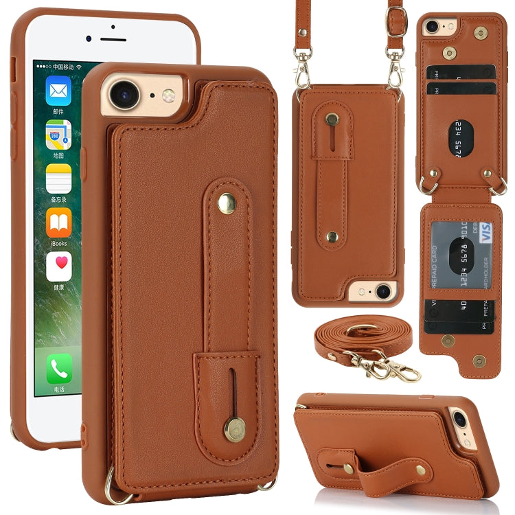 Wristband Vertical Flip Wallet Back Cover Phone Case with Long Lanyard, For iPhone 15, For iPhone SE 2022 / 2020 / 8, For iPhone XS Max, For iPhone 8 Plus / 7 Plus