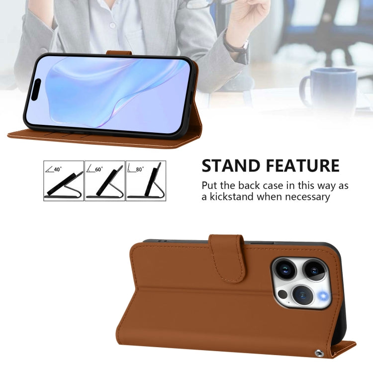 Skin Feel Solid Color Leather Phone Case with Lanyard, For iPhone 16 Pro