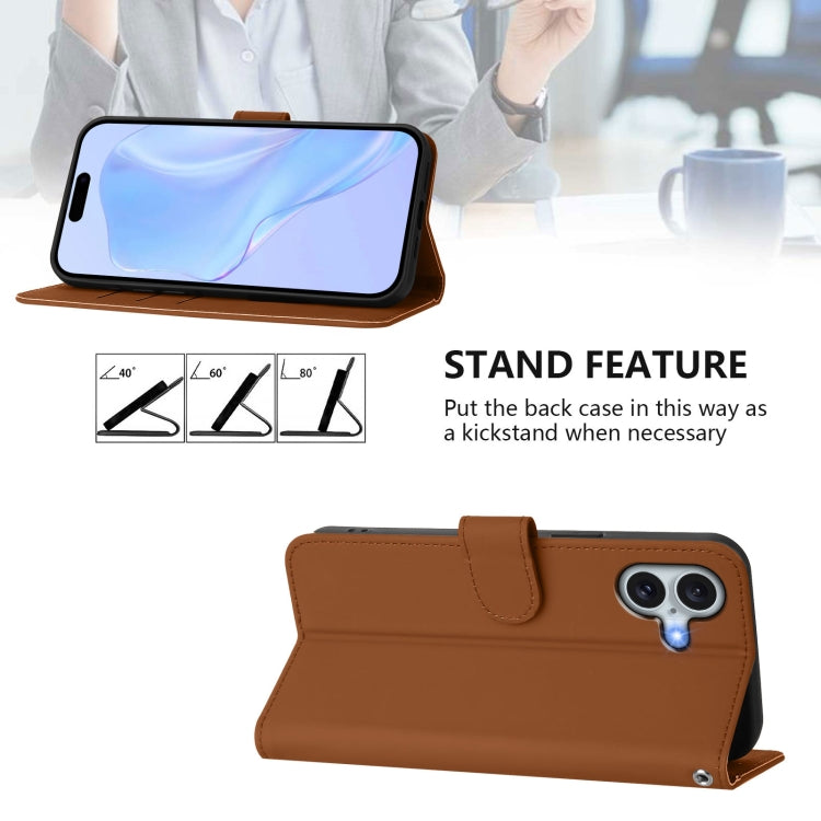 Skin Feel Solid Color Leather Phone Case with Lanyard, For iPhone 16 Plus