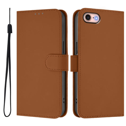 Skin Feel Solid Color Leather Phone Case with Lanyard, For iPhone SE 2022 / 2020