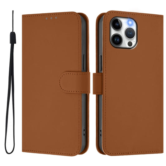 Skin Feel Solid Color Leather Phone Case with Lanyard, For iPhone 13 Pro Max