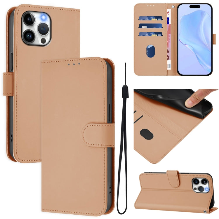 Skin Feel Solid Color Leather Phone Case with Lanyard, For iPhone 13 Pro Max