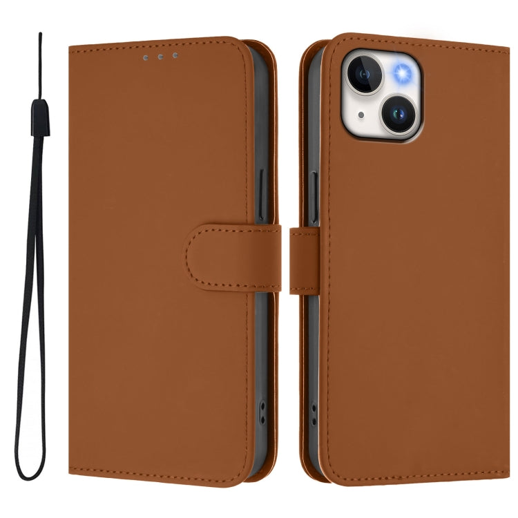 Skin Feel Solid Color Leather Phone Case with Lanyard, For iPhone 13 mini