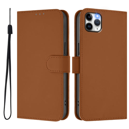 Skin Feel Solid Color Leather Phone Case with Lanyard, For iPhone 11 Pro Max